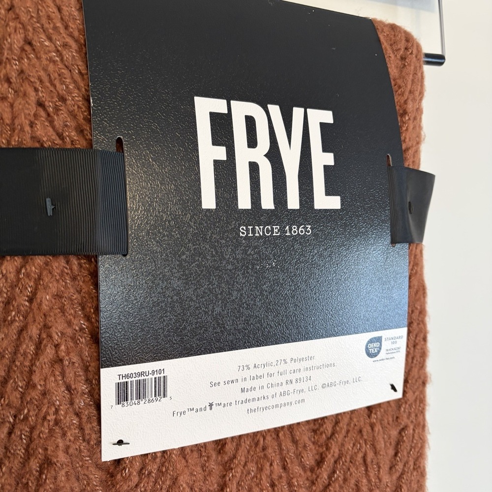 NWT FRYE Faux Mohair Oversized Throw Blanket 50" x 70" Rust Brown Neutral Home - Picture 2 of 14